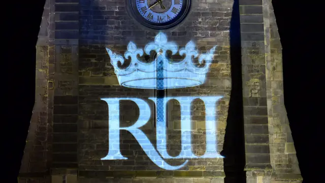 Richard III light on the Cathedral wall