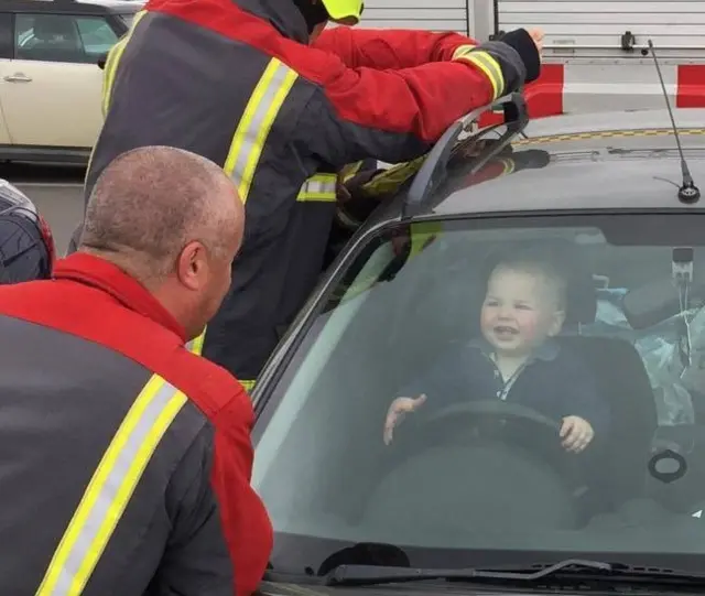 Toddler locked in car