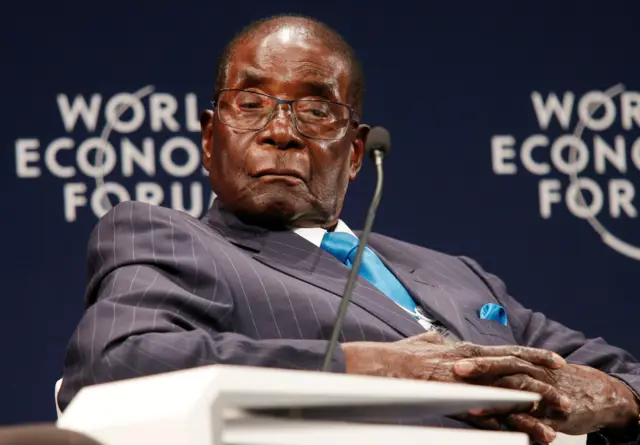 Zimbabwean President Robert Mugabe participates in a discussion at the World Economic Forum on Africa 2017 meeting in Durban, South Africa May 4, 2017