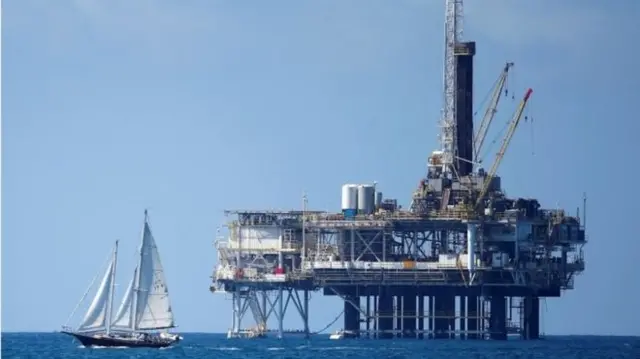 oil rig out at sea