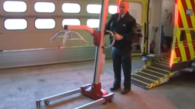 Hoist on a bariatric ambulance