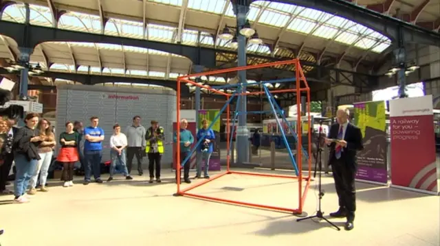 Norwich rail station, with playground swing