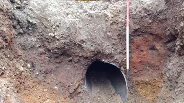 Remains of the Roman pottery kiln unearthed in Verulamium Park