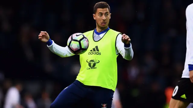 Eden Hazard of Chelsea warms up