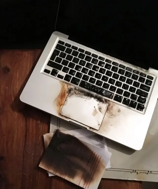 Burnt laptop