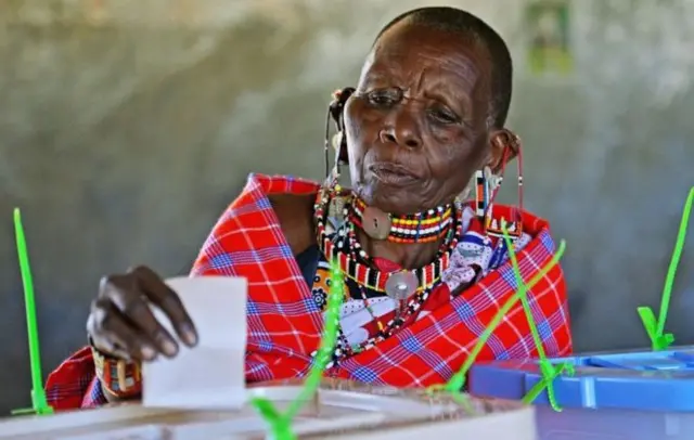 Woman voting