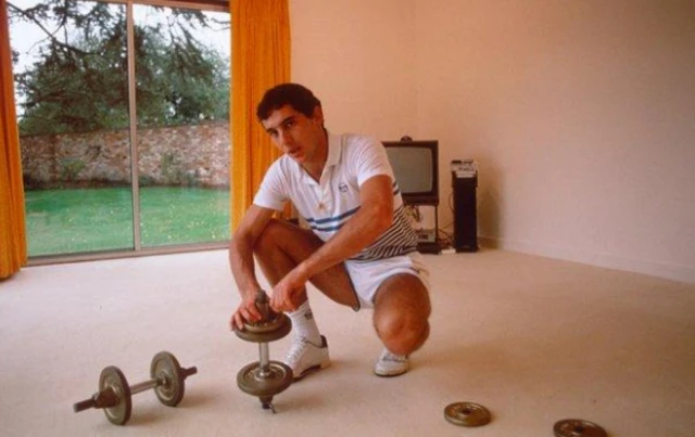 Ayrton Senna in his bungalow