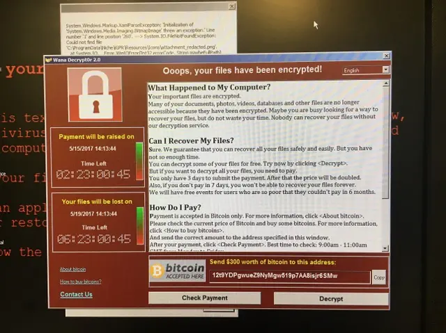 Screenshot of computers in NHS trust attack