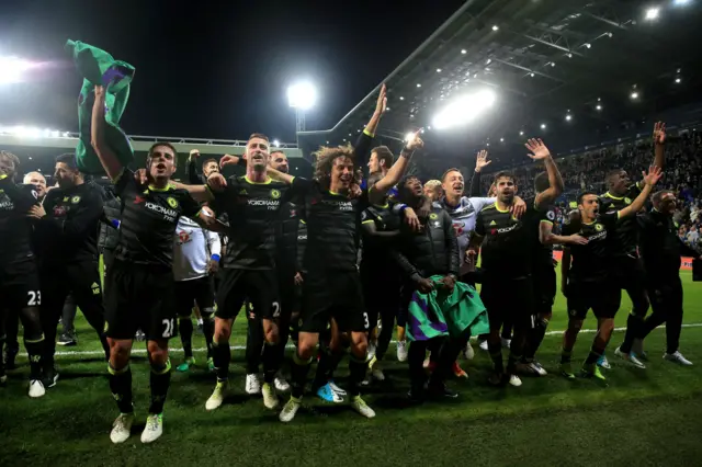 Chelsea players and staff celebrate