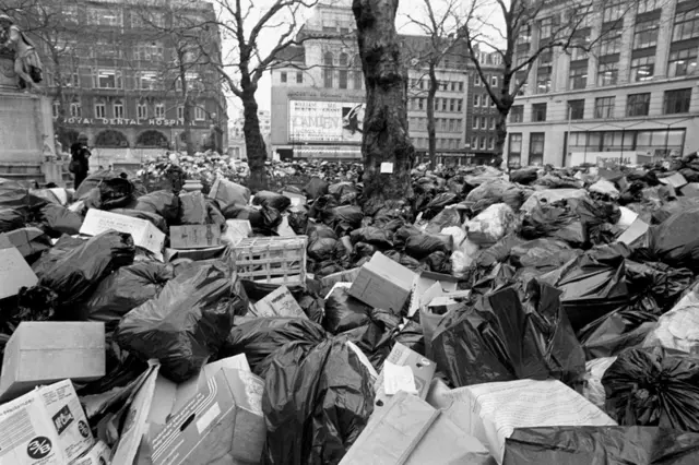 Emergency refuse site - Leicester Square Winter of Discontent 1979