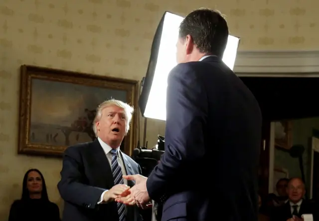 Donald Trump and James Comey. Photo: 22 January 2017