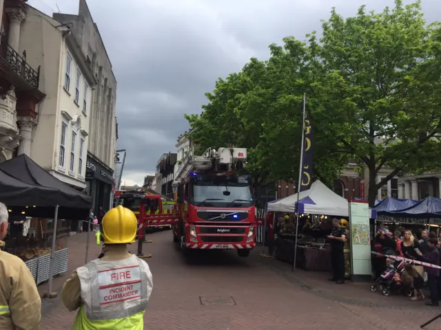 Fire crews on Ipswich's Cornhill