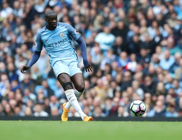 Yaya Toure of Manchester City during the Premier League match between Manchester City and Crystal Palace at Etihad Stadium on May 6, 2017