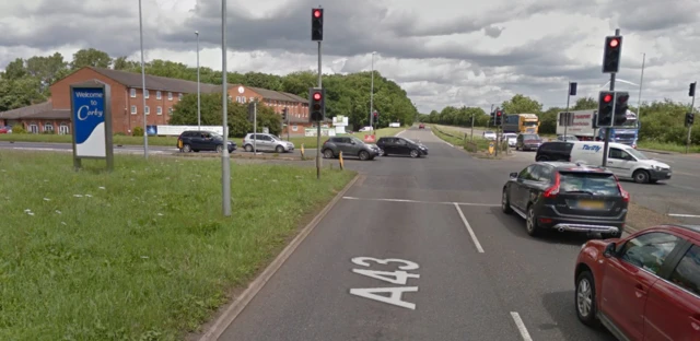 Geddington Road junction of the A43 in Corby