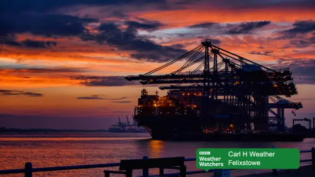 Red sky at Felixstowe docks