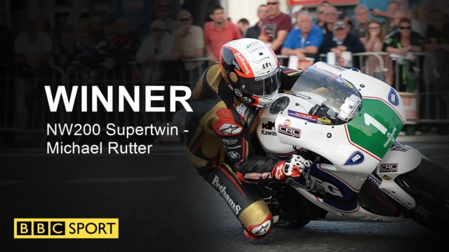 Michael Rutter wins the Supertwins race at the NW200