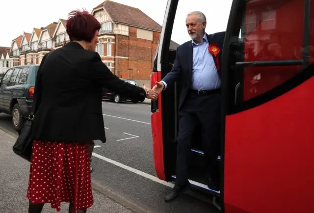 Jeremy Corbyn on Labour bus