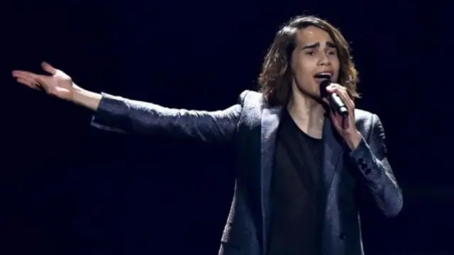 Isaiah rehearsing for the Eurovision final