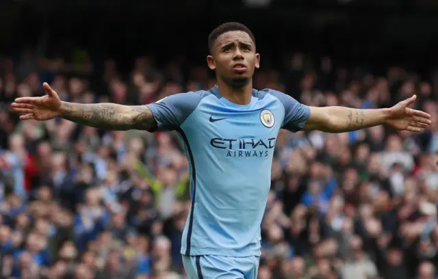 Gabriel Jesus celebrates