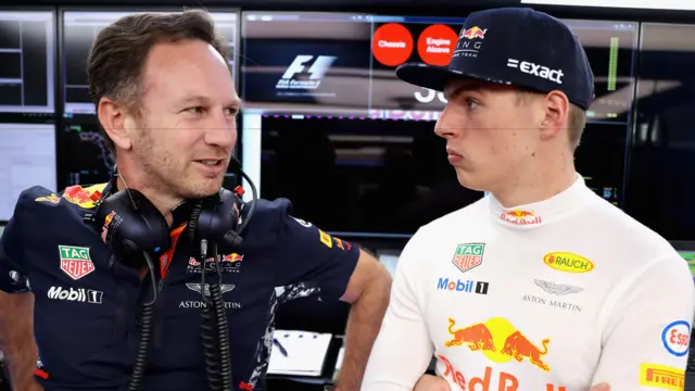 Christian Horner and Max Verstappen