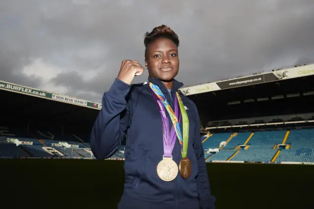 Nicola Adams on the at Leeds United's Elland Road