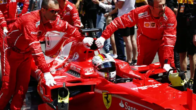 Sebastien Vettel on the grid