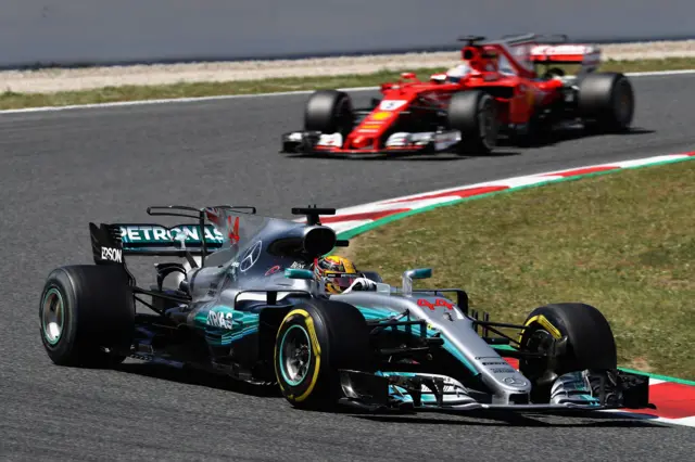 Lewis Hamilton leads Sebastien Vettel