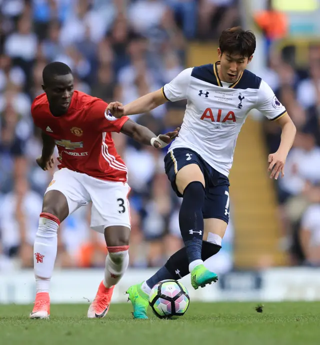 Son Heung-min pushes off Bailly