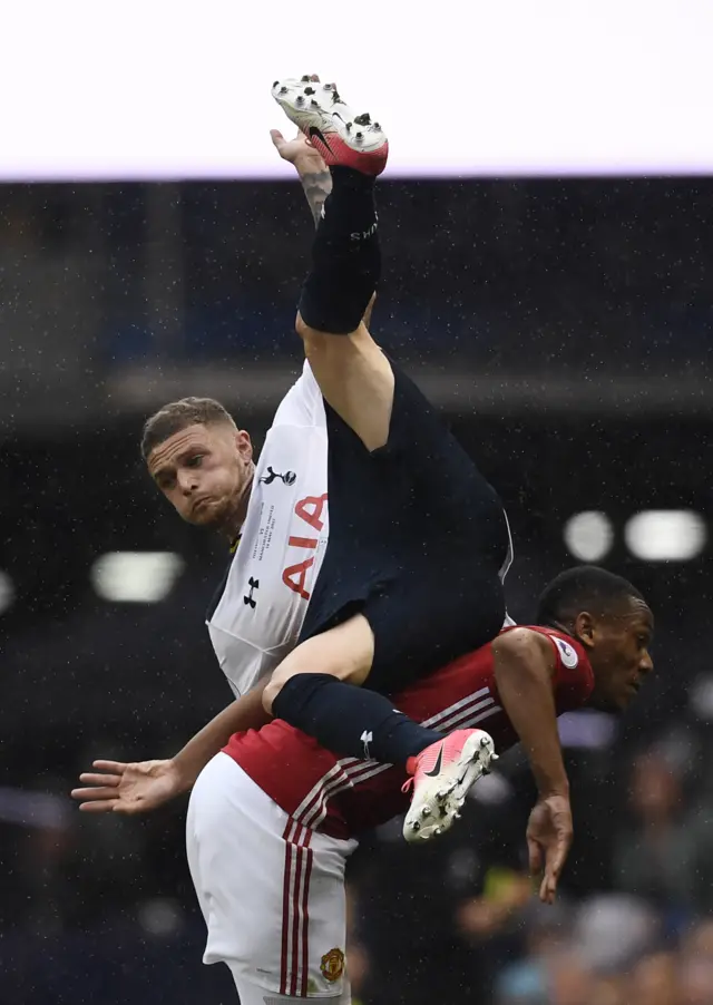 Tripper falls onto Martial's back