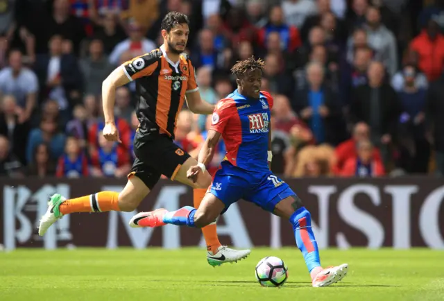 Zaha scores the first goal of the match