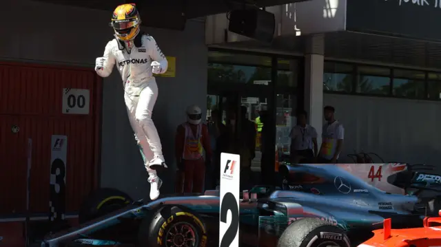 Lewis Hamilton celebrates