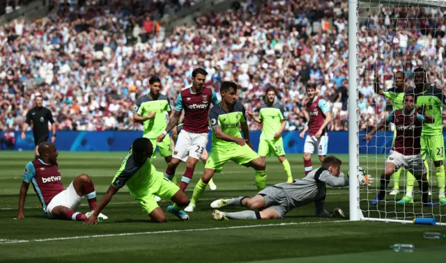 Simon Mignolet of Liverpool saves