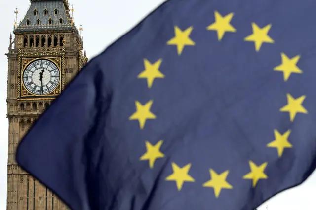 Westminster and EU flag