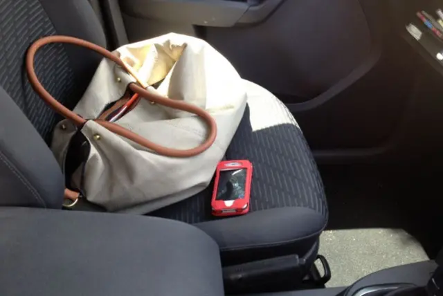 Valuables on a car seat