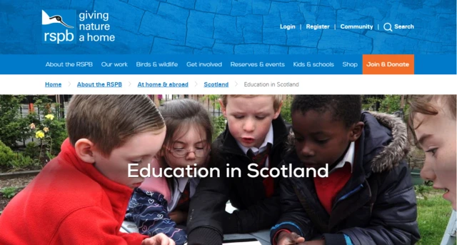 RSPB Scotland website homepage