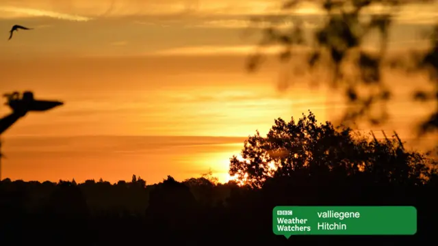 Sunrise over Hitchin.