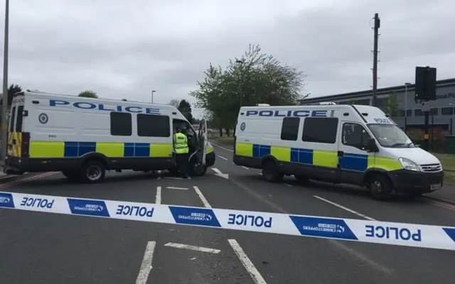 Police road block in Aston