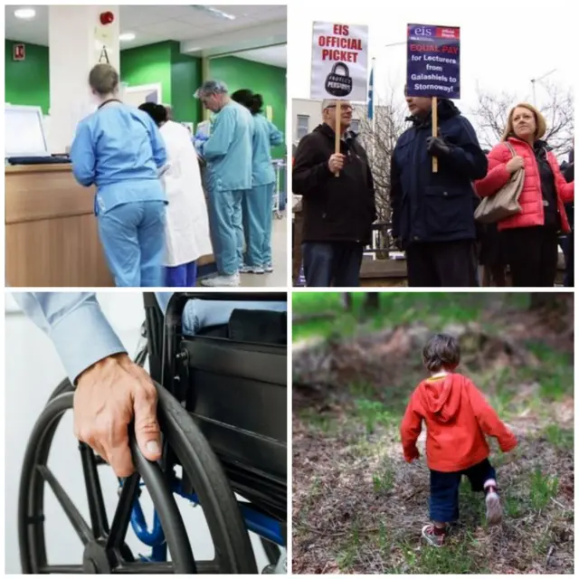 Nurses, college strike, wheelchair user and outdoor learning