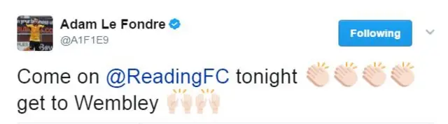 Adam Le Fondre tweet