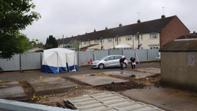 The excavated garages at Stifford Clays