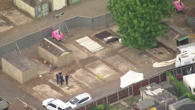 Aerial photo of the excavation site