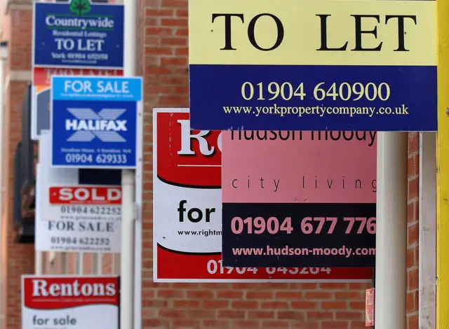 House sale and rent signs