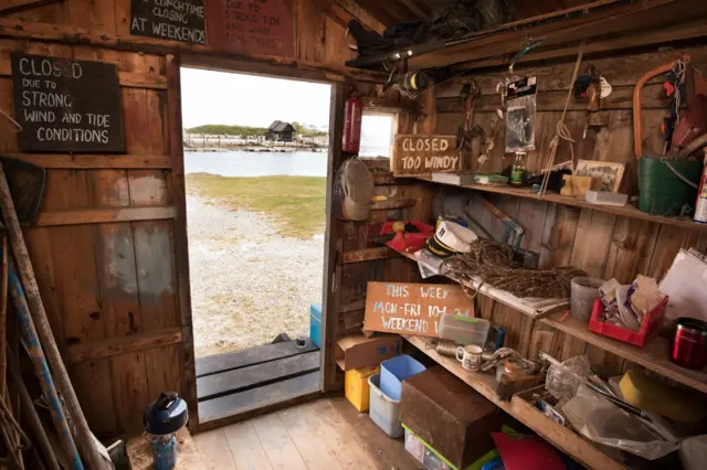 Interior of Walberswick Ferry Hut