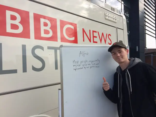 Alfie at the BBC Bus