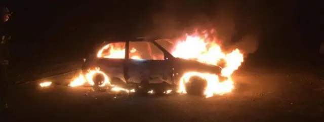 Car on fire in South Yorkshire