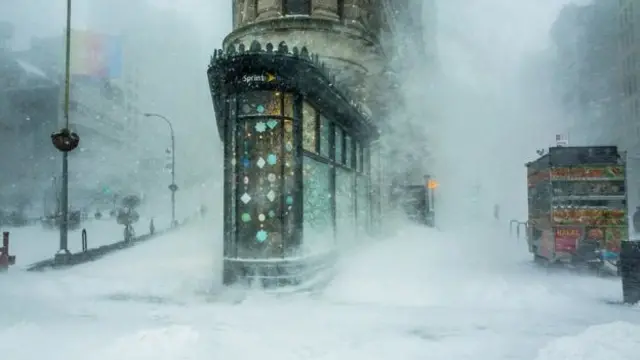 Flatiron Building in snow