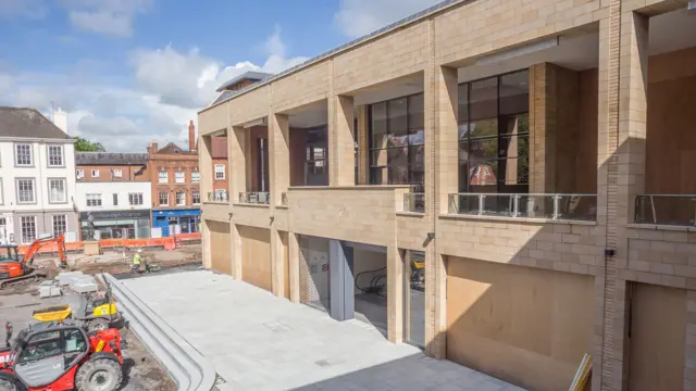 Cathedral Square, Worcester, before completion