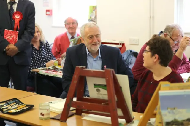 Jeremy Corbyn visiting pensioners