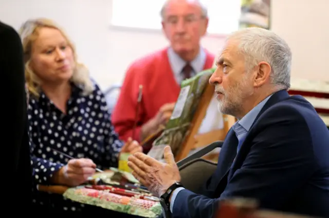 Jeremy Corbyn visiting pensioners