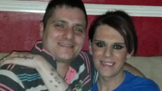 Vikki Thompson pictured with her partner